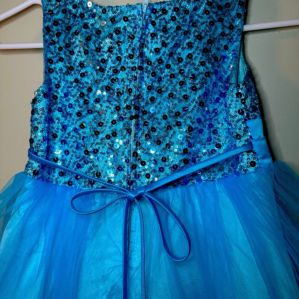Blue Sequin Kids Dress - Picture 5 of 6